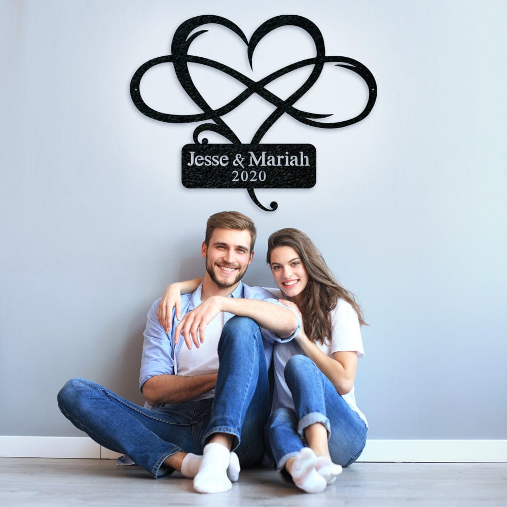 Infinity Heart Monogram Metal Sign