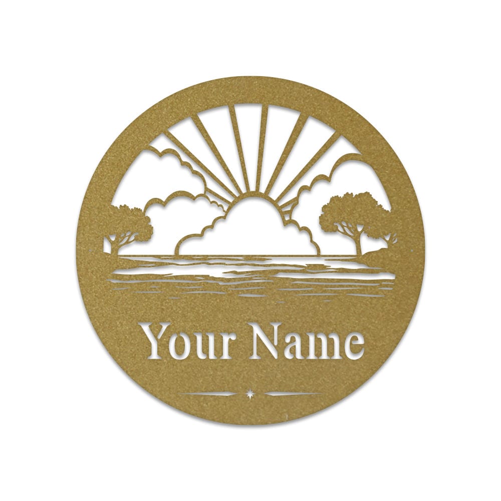 Lake Scenery Monogram - Metal Boat Sign