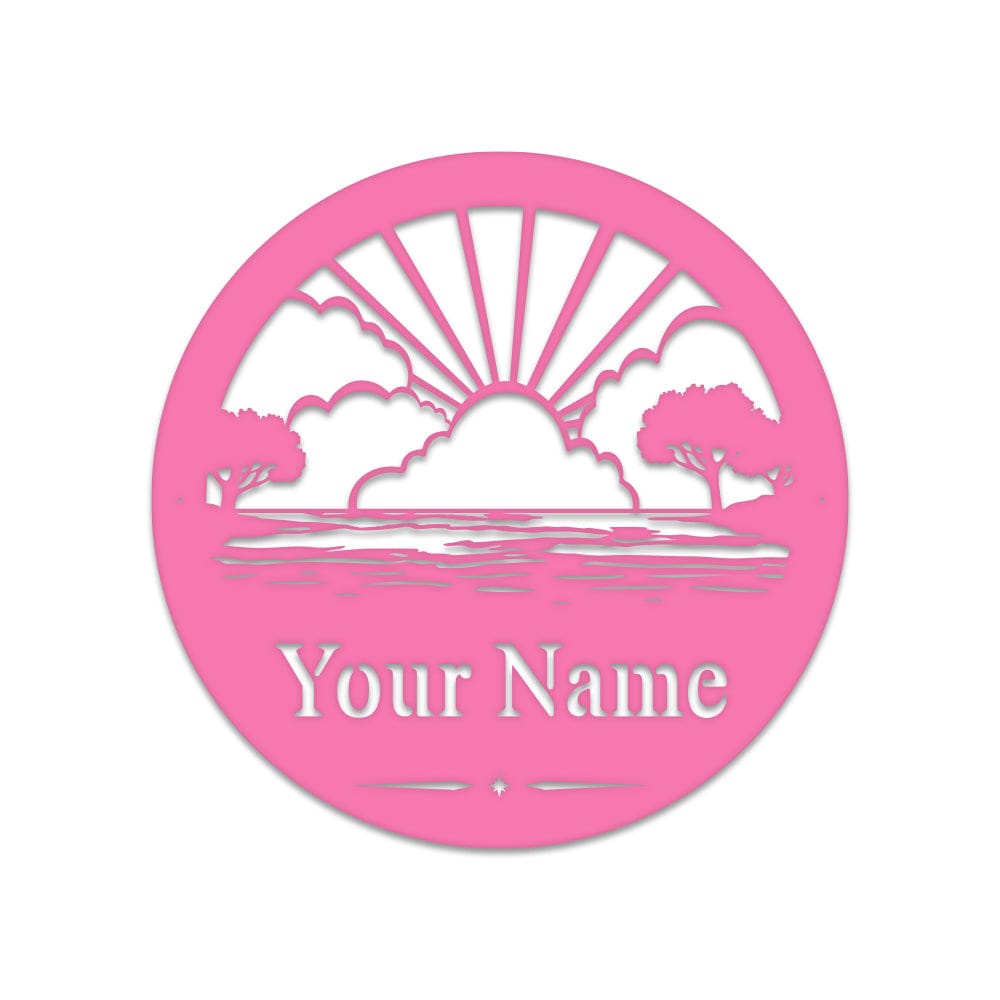 Lake Scenery Monogram - Metal Boat Sign