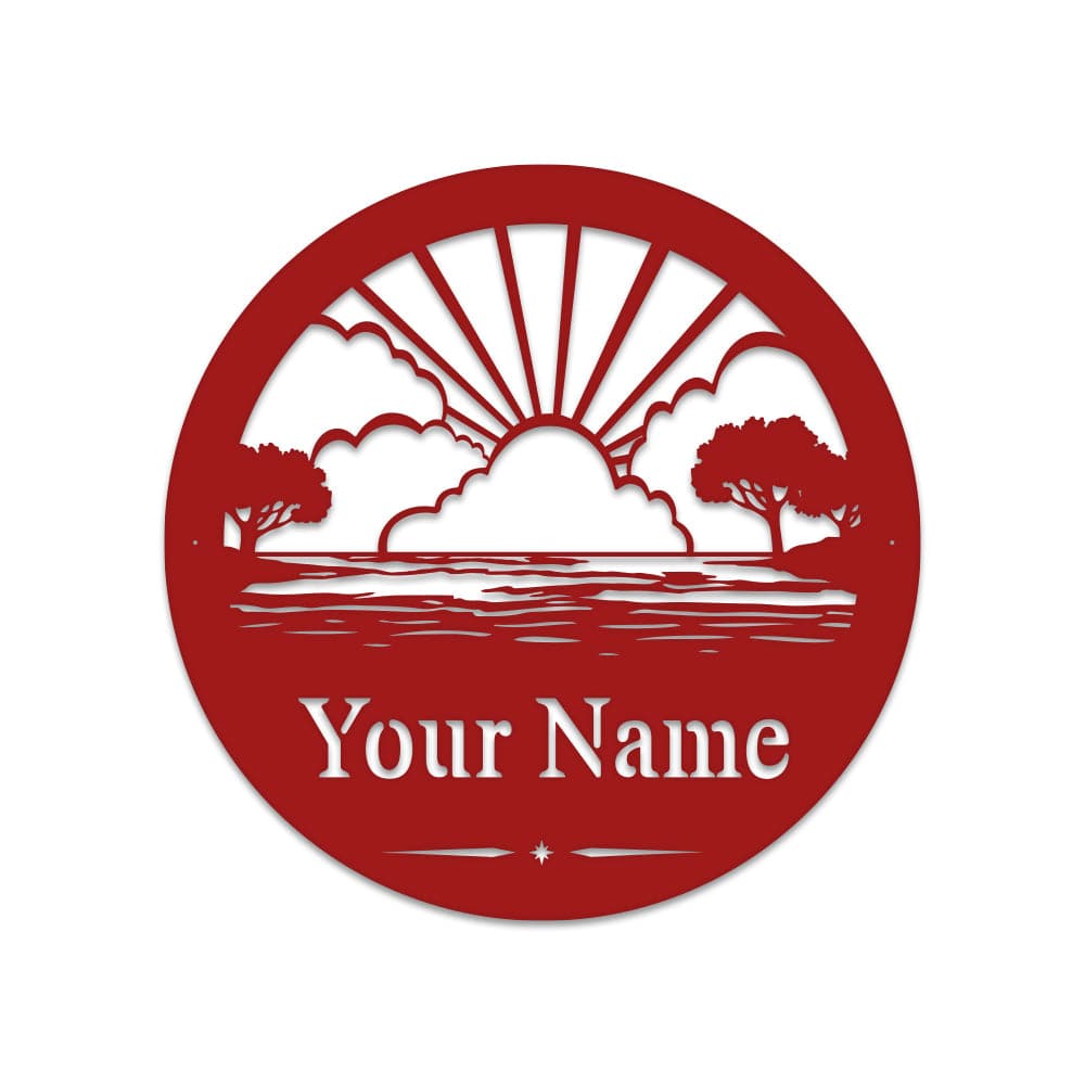 Lake Scenery Monogram - Metal Boat Sign