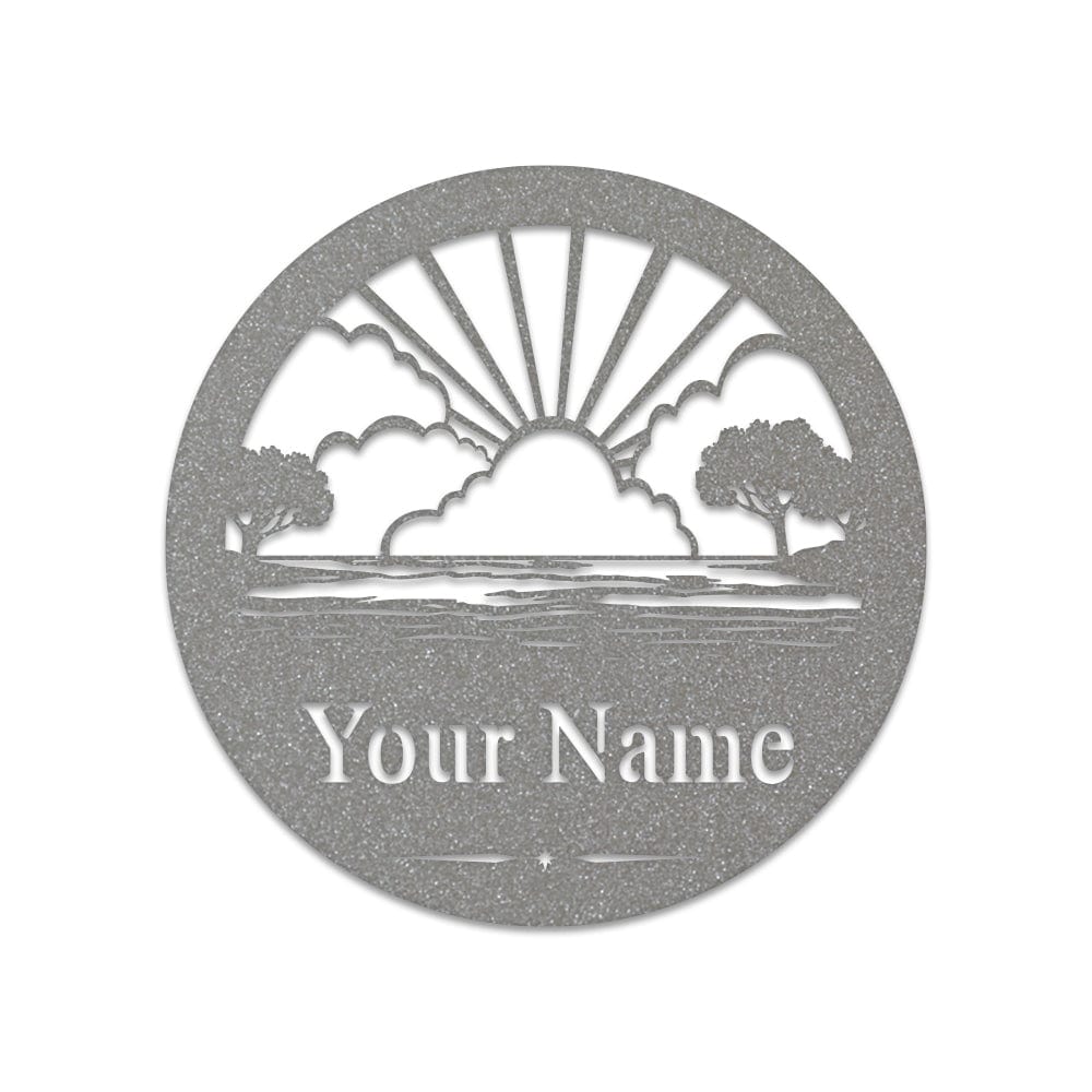 Lake Scenery Monogram - Metal Boat Sign