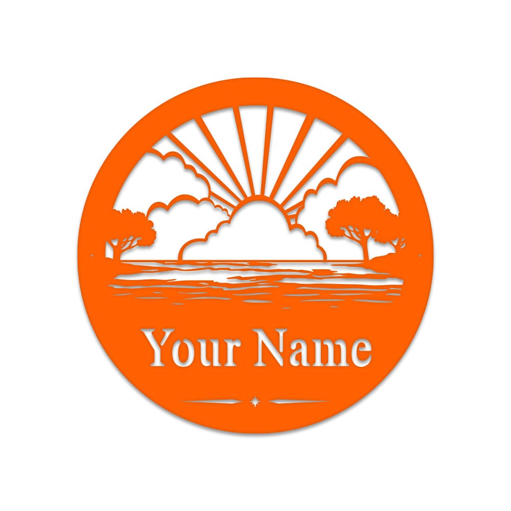 Lake Scenery Monogram - Metal Boat Sign
