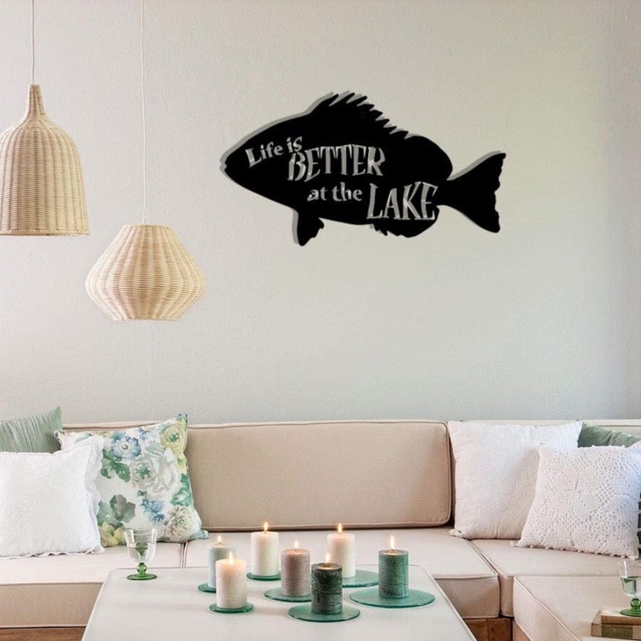 Metal Lake Sign "Life is Better at the Lake" - Rustic Lake House Decor | Durable Outdoor Wall Art