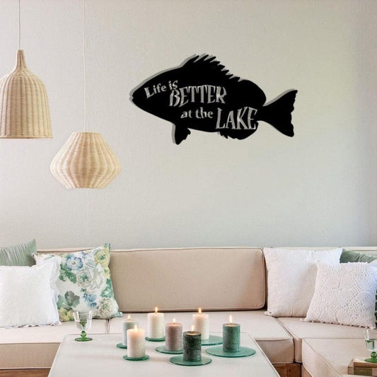 Metal Lake Sign "Life is Better at the Lake" - Rustic Lake House Decor | Durable Outdoor Wall Art