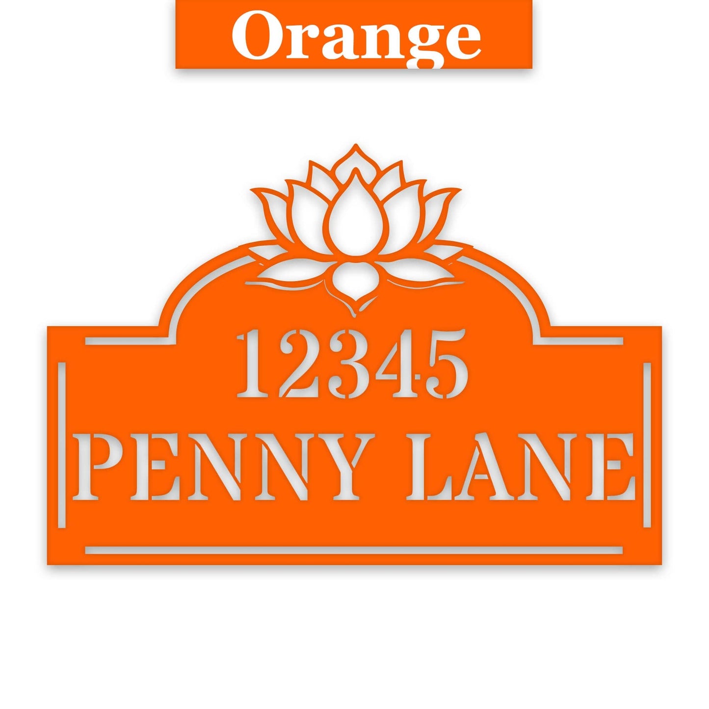 Lotus Address Plate - Custom Metal Address Sign