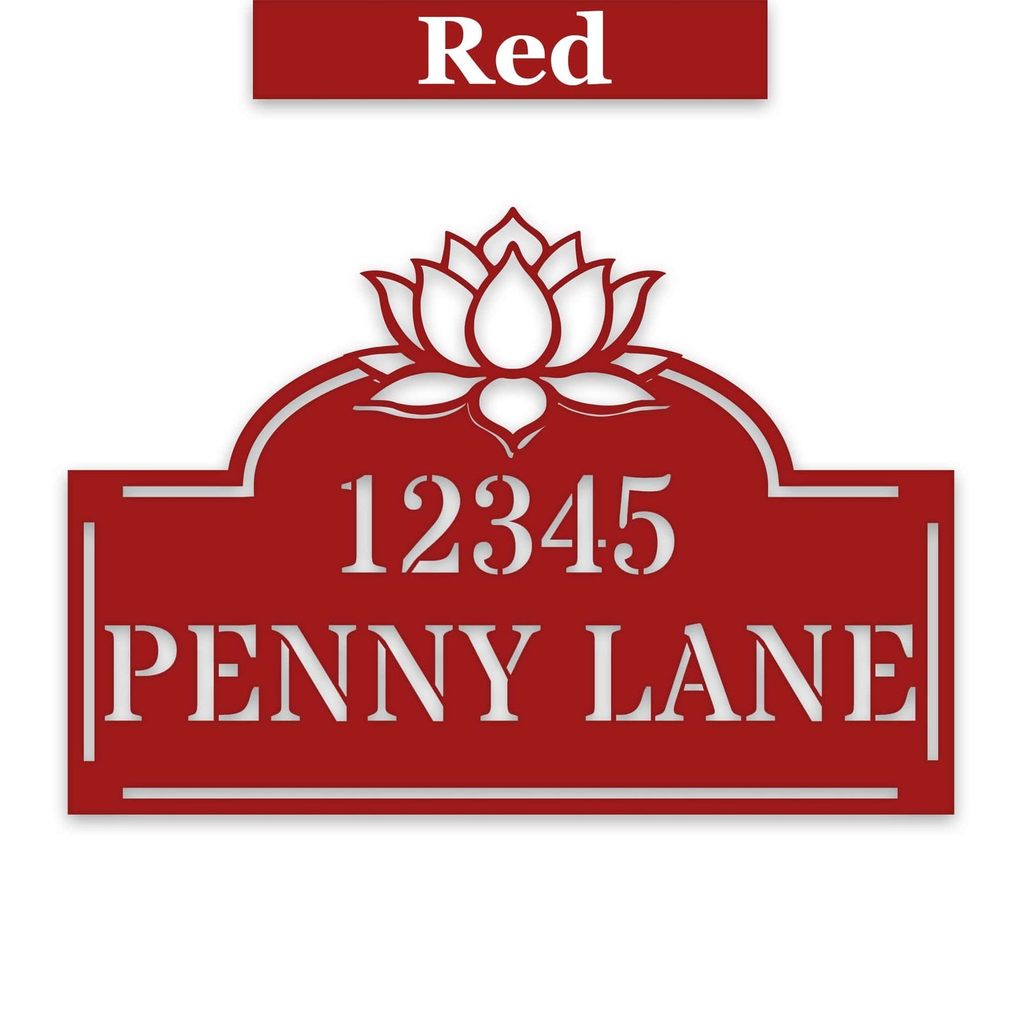 Lotus Address Plate - Custom Metal Address Sign