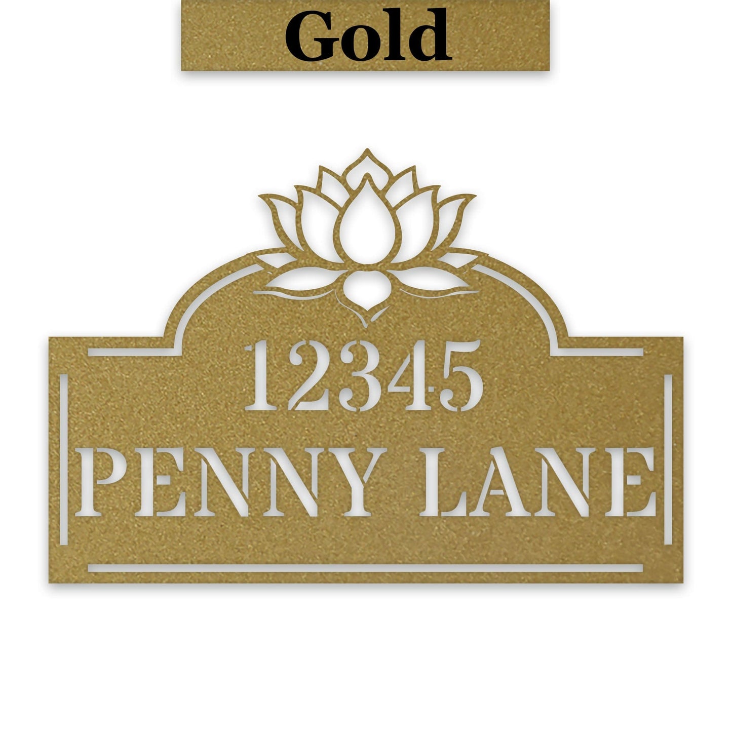 Lotus Address Plate - Custom Metal Address Sign