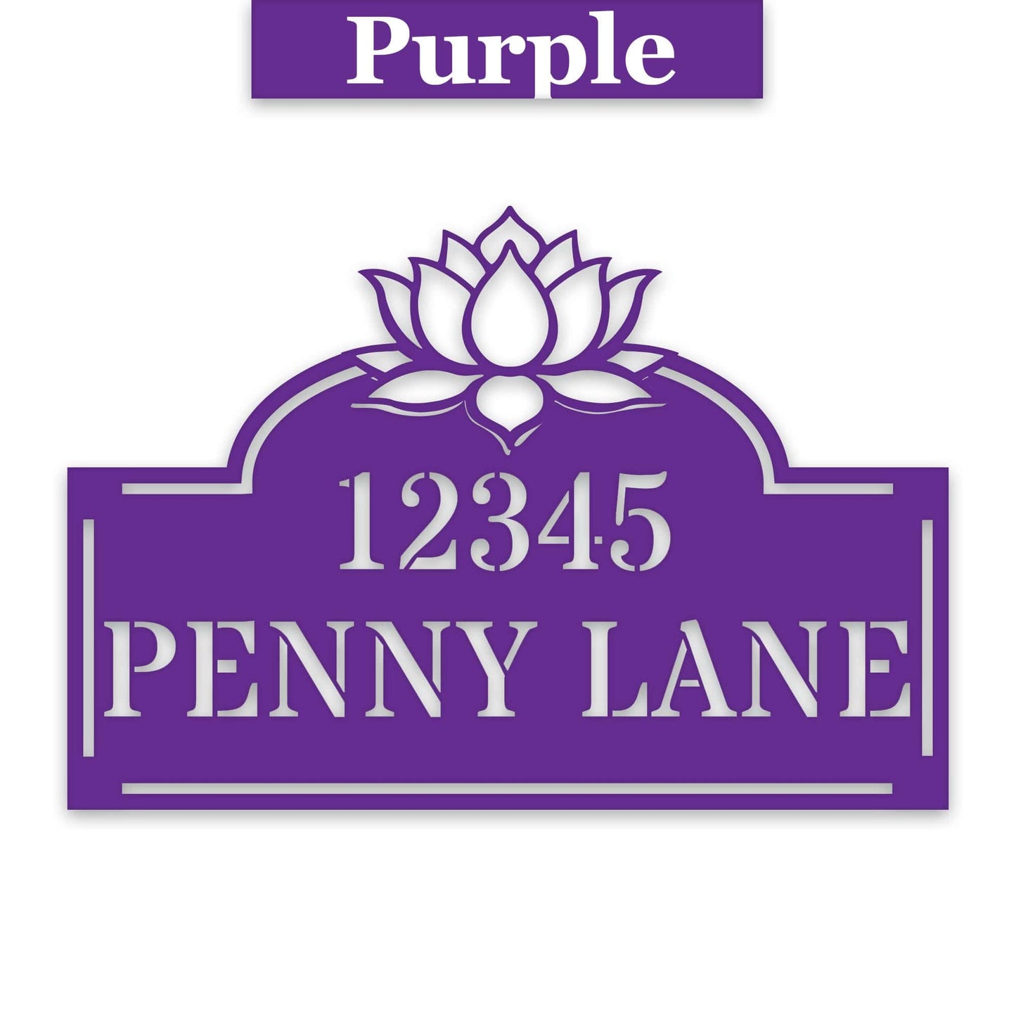 Lotus Address Plate - Custom Metal Address Sign