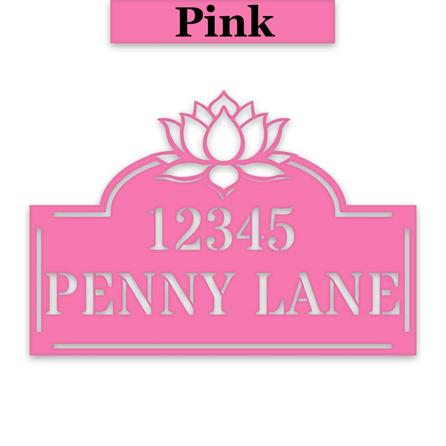 Lotus Address Plate - Custom Metal Address Sign