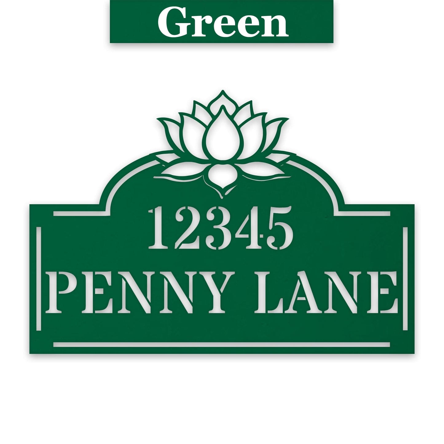Lotus Address Plate - Custom Metal Address Sign