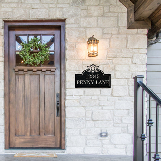 Lotus Address Plate - Custom Metal Address Sign