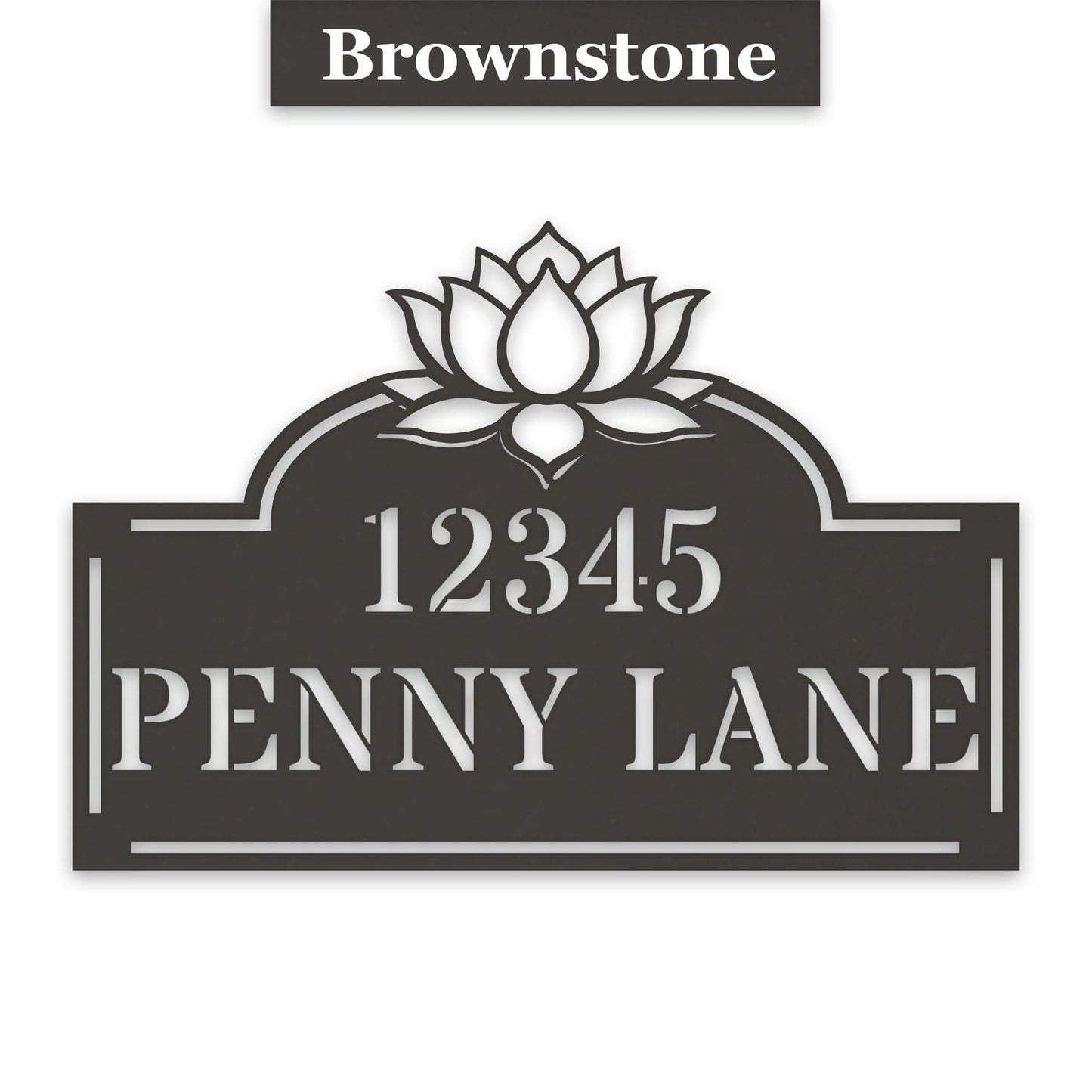 Lotus Address Plate - Custom Metal Address Sign