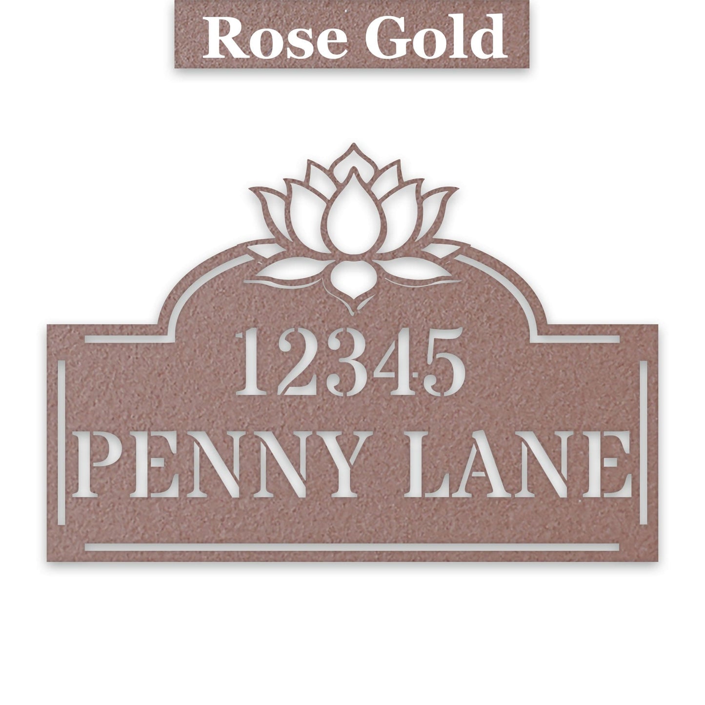 Lotus Address Plate - Custom Metal Address Sign