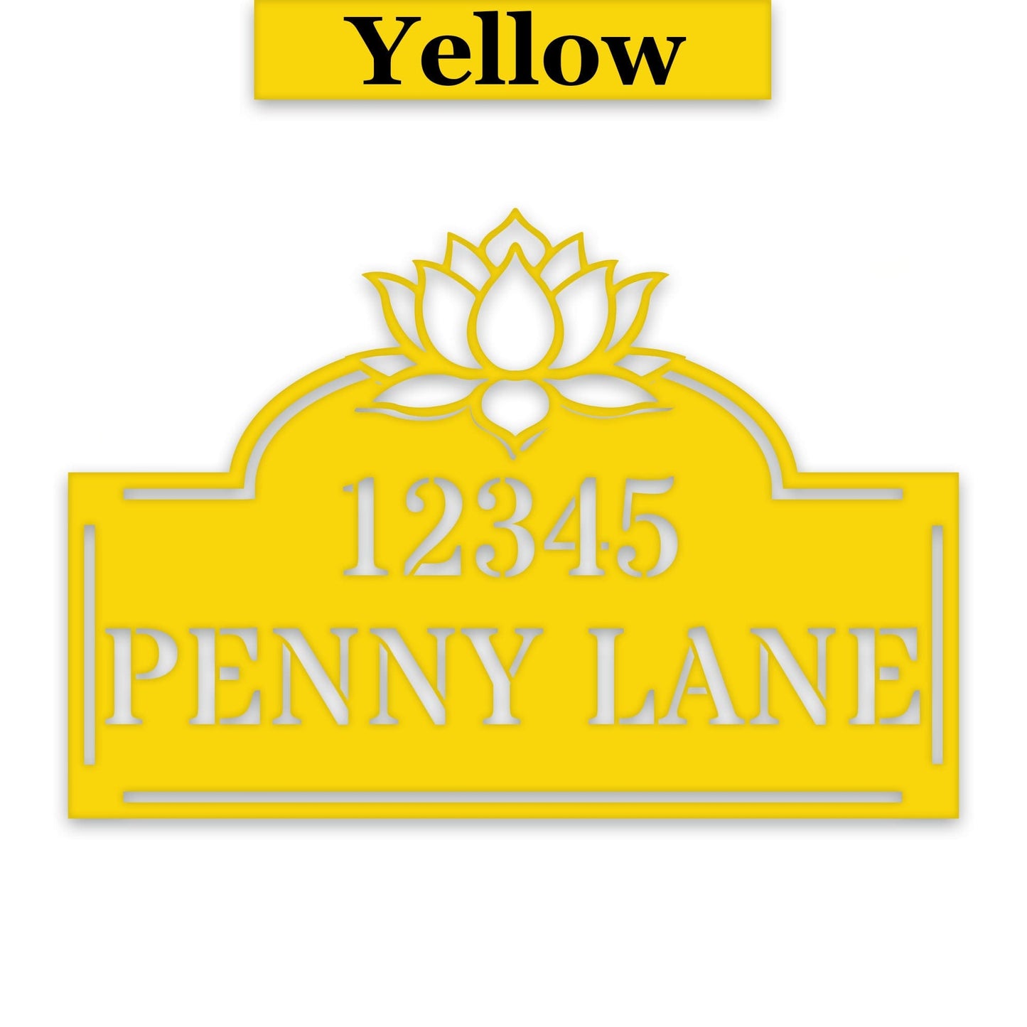 Lotus Address Plate - Custom Metal Address Sign