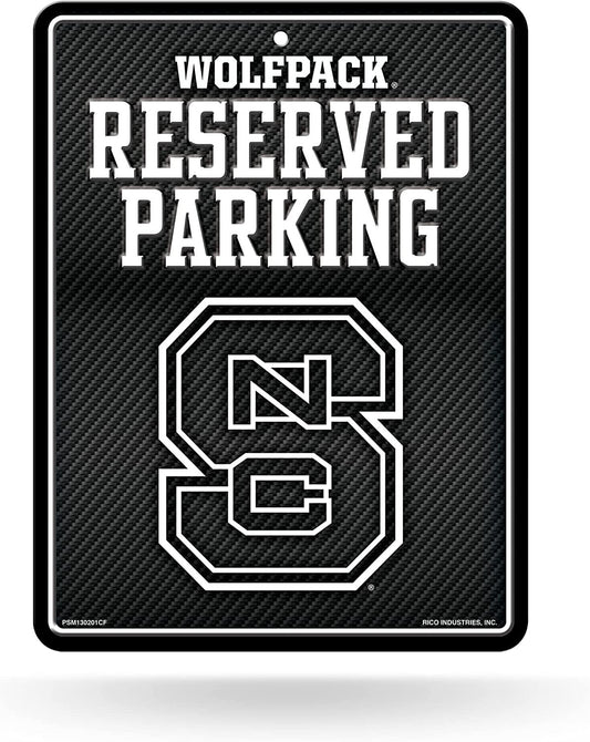 North Carolina State University Wolfpack Metal Parking Novelty Wall Sign 8.5 x 11 Inch Carbon Fiber Design