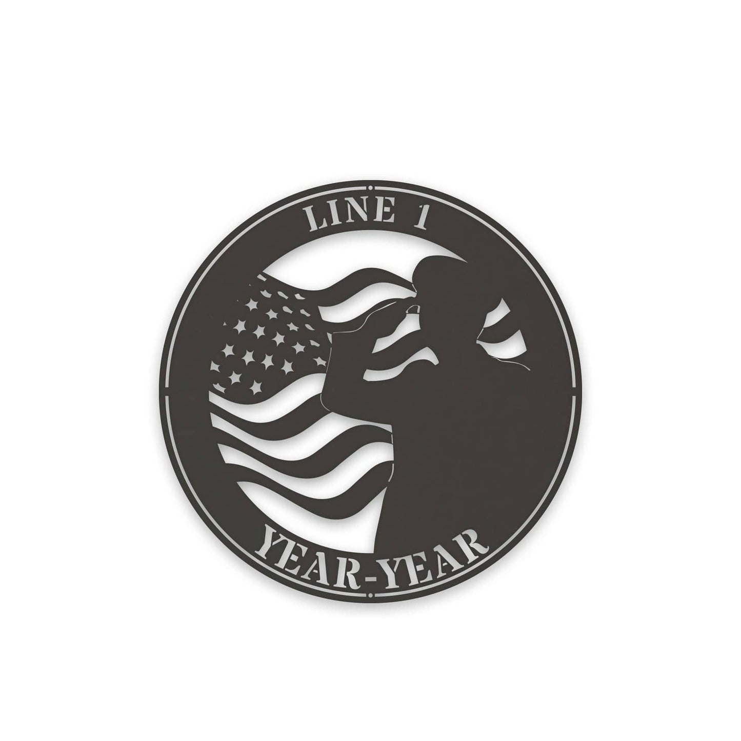 Military Fallen Soldier Memorial Salute with Flag Personalized Metal Sign