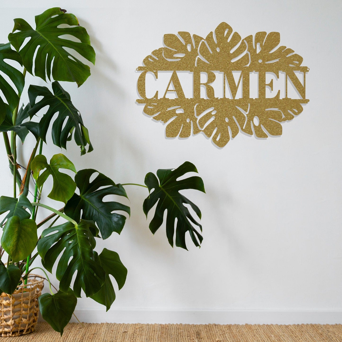 Monstera Split Leaf Personalized Metal Sign