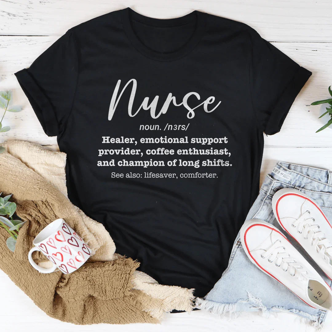 Nurse Healer Emotional Support Provider Coffee Enthusiast Tee