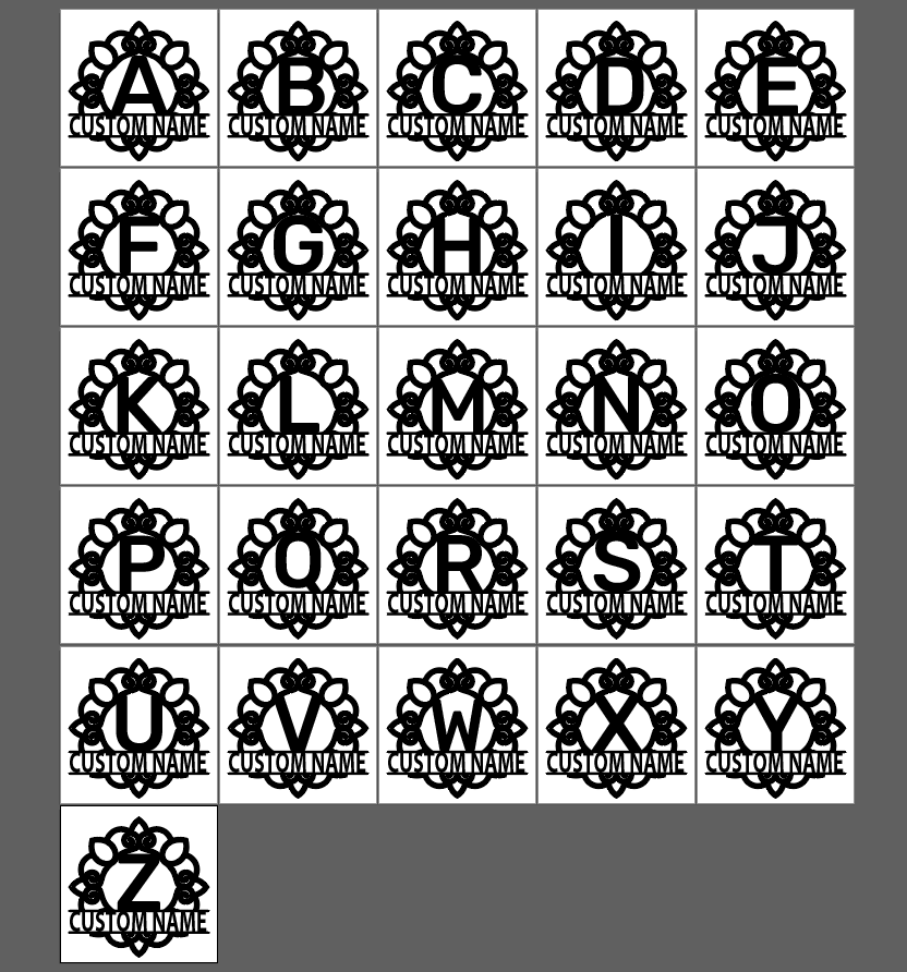 Ornate Border Alphabet Style 1