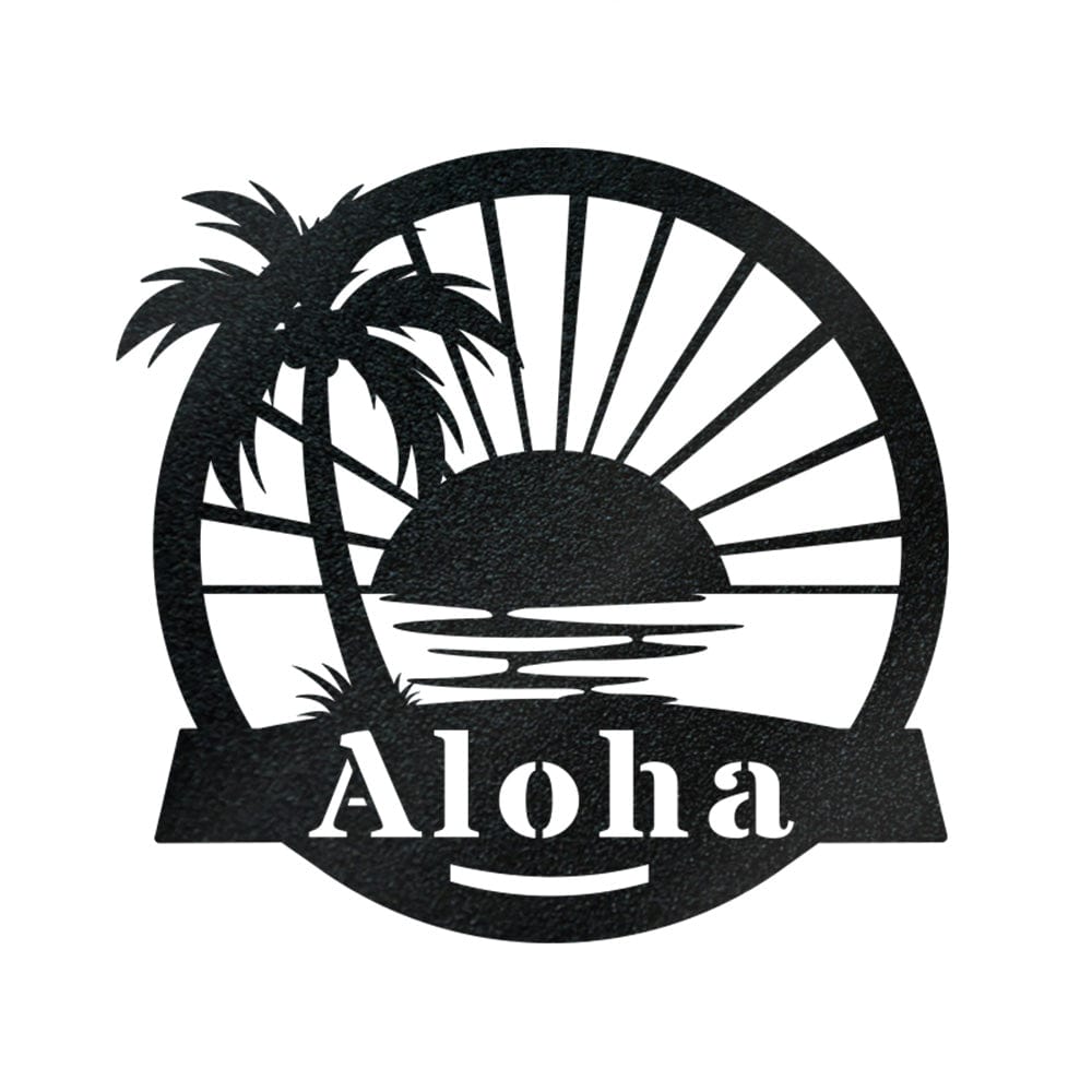 Palm Tree Sunrise Metal Monogram Sign For Ocean Lovers