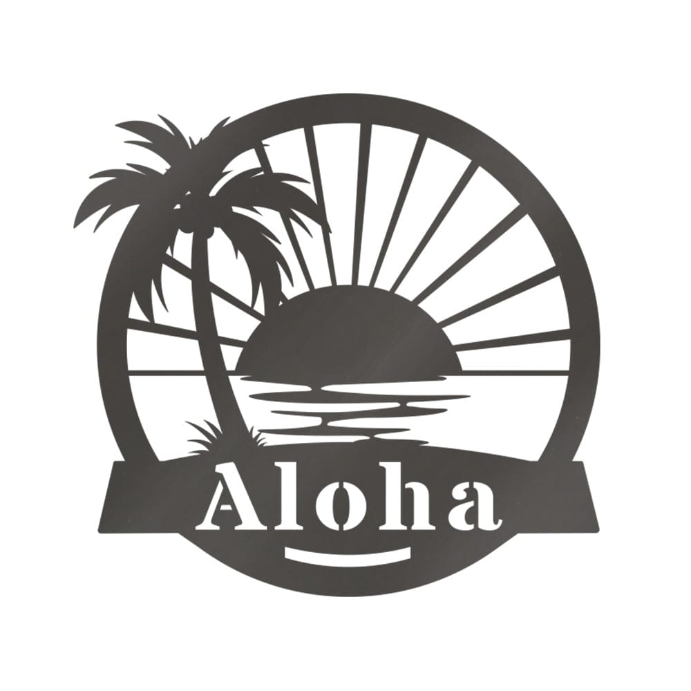 Palm Tree Sunrise Metal Monogram Sign For Ocean Lovers