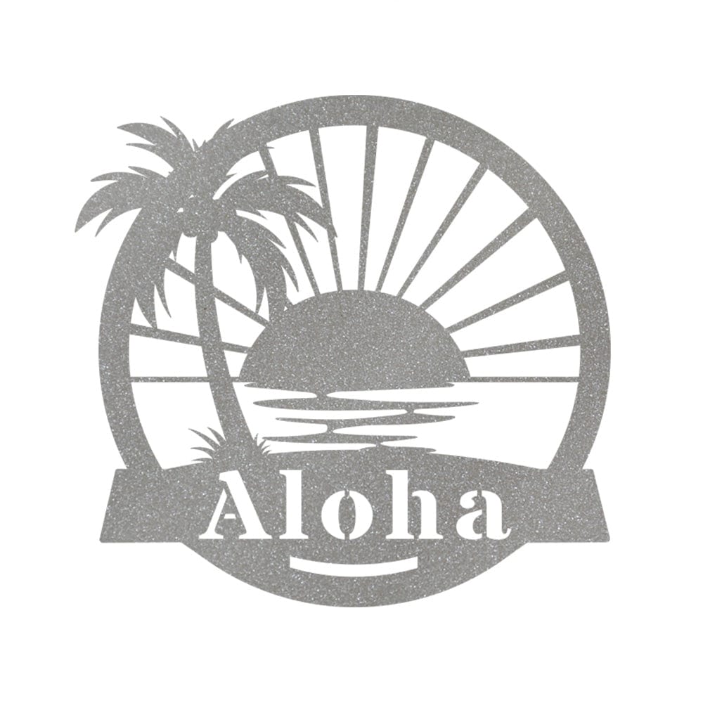 Palm Tree Sunrise Metal Monogram Sign For Ocean Lovers