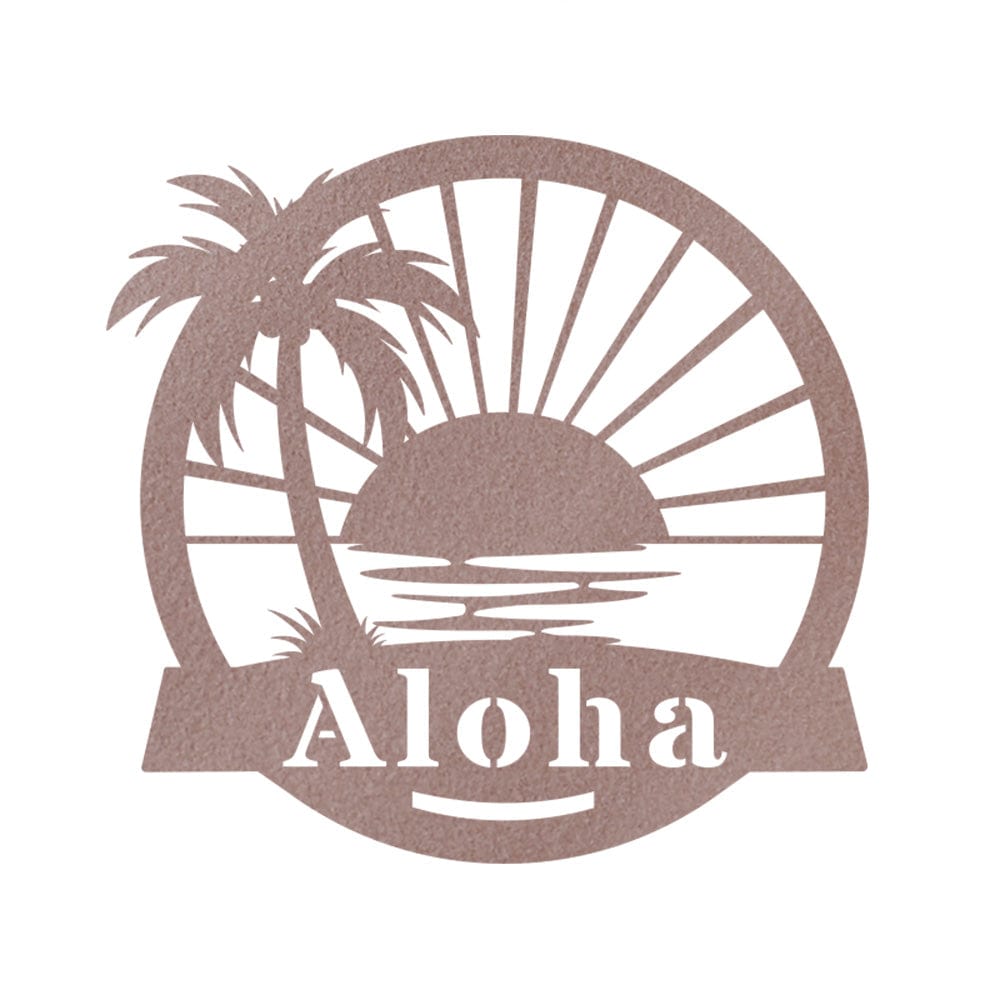 Palm Tree Sunrise Metal Monogram Sign For Ocean Lovers