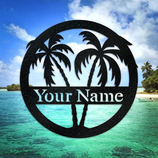 Palm Trees 2 Metal Monogram Sign For Ocean Lovers