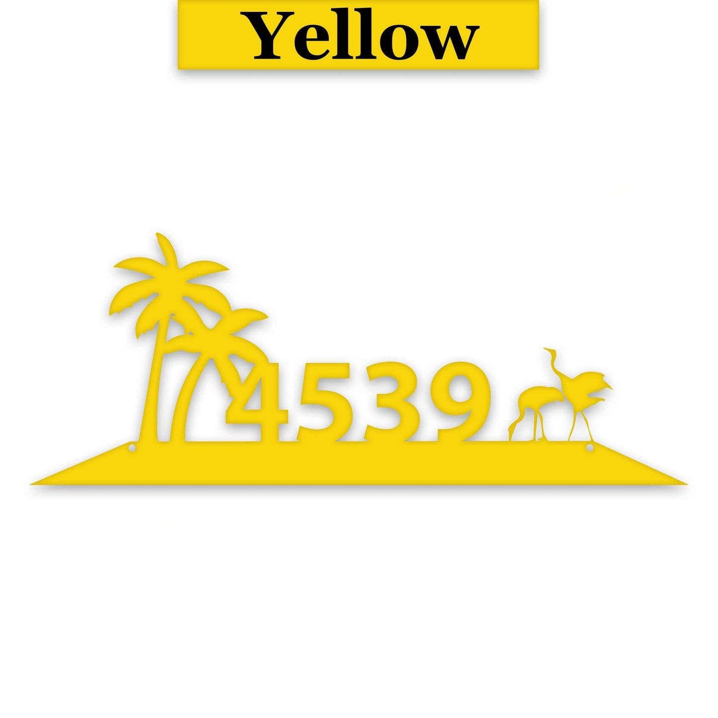 Metal Address Plate With Palm Tree Decor & Sand Hill Crane Art - Durable Outdoor Sign