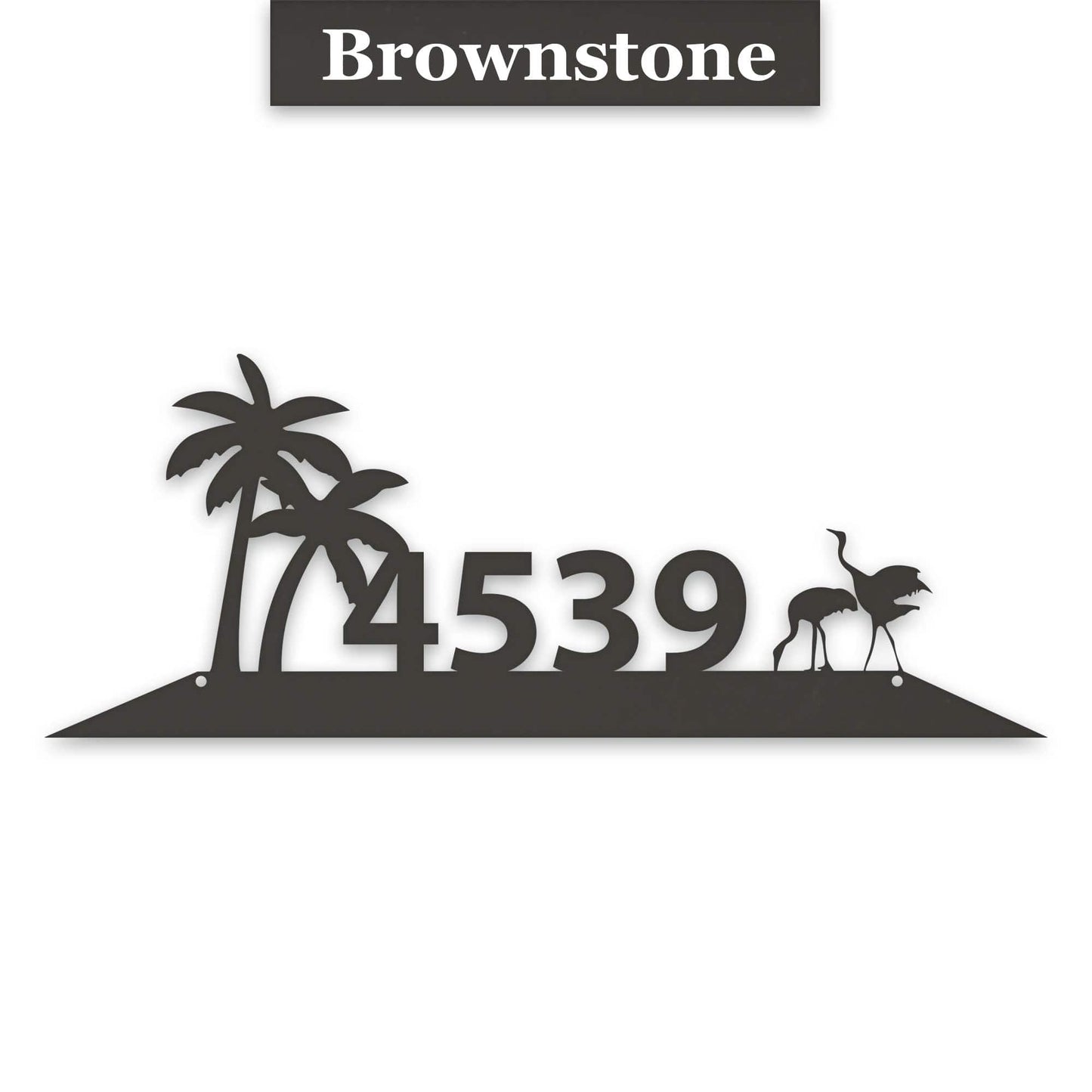 Metal Address Plate With Palm Tree Decor & Sand Hill Crane Art - Durable Outdoor Sign