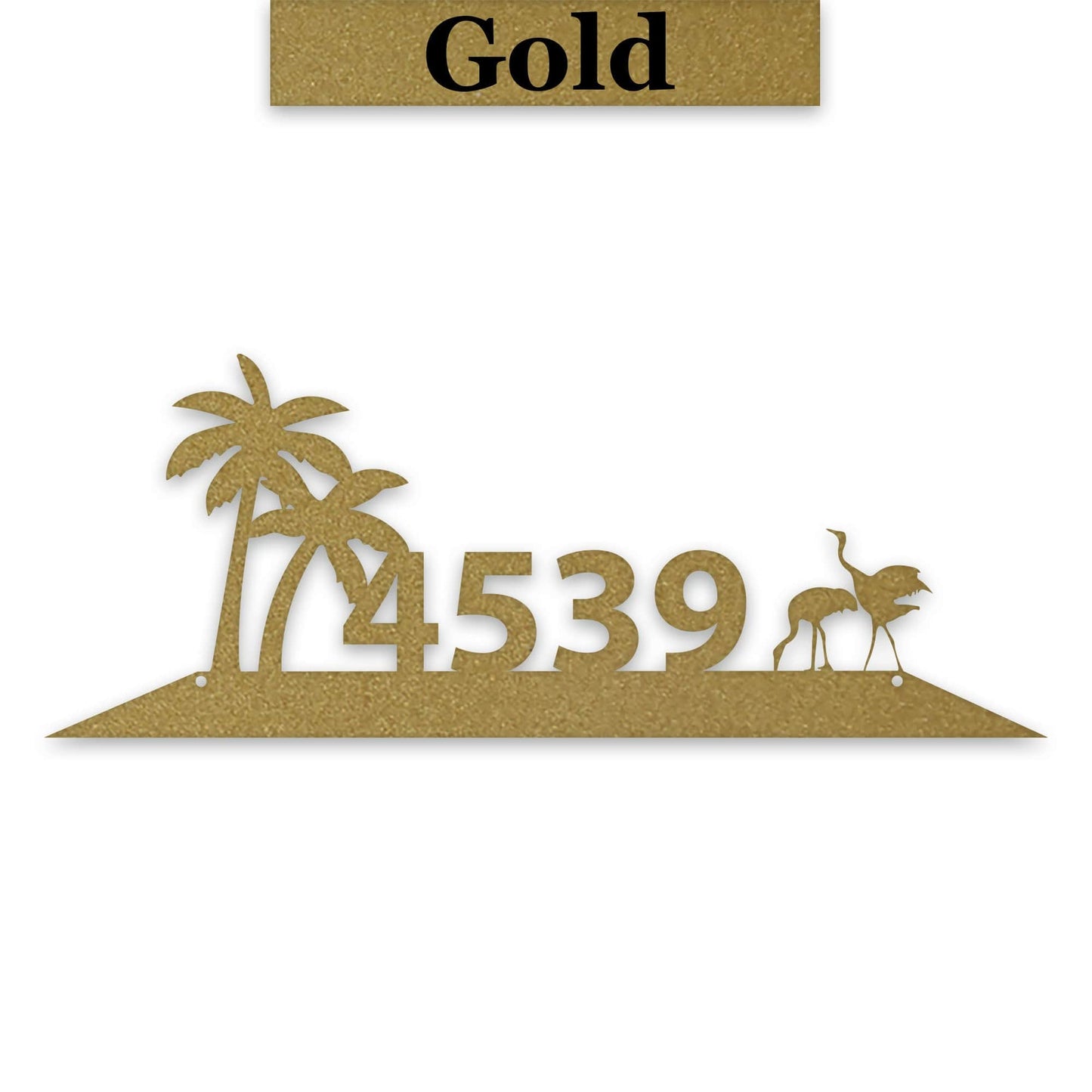 Metal Address Plate With Palm Tree Decor & Sand Hill Crane Art - Durable Outdoor Sign