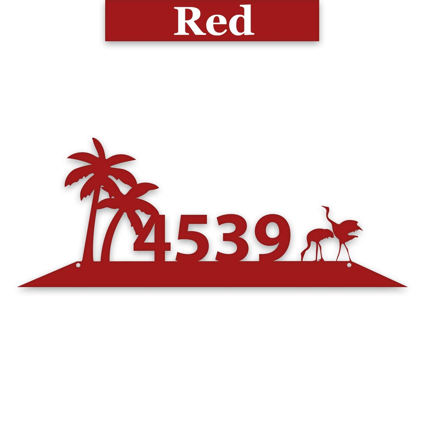 Metal Address Plate With Palm Tree Decor & Sand Hill Crane Art - Durable Outdoor Sign