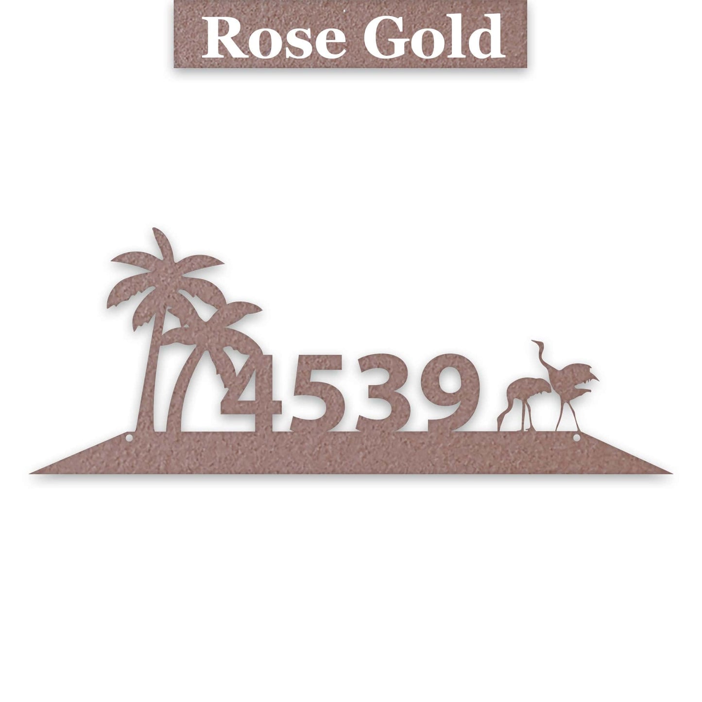 Metal Address Plate With Palm Tree Decor & Sand Hill Crane Art - Durable Outdoor Sign