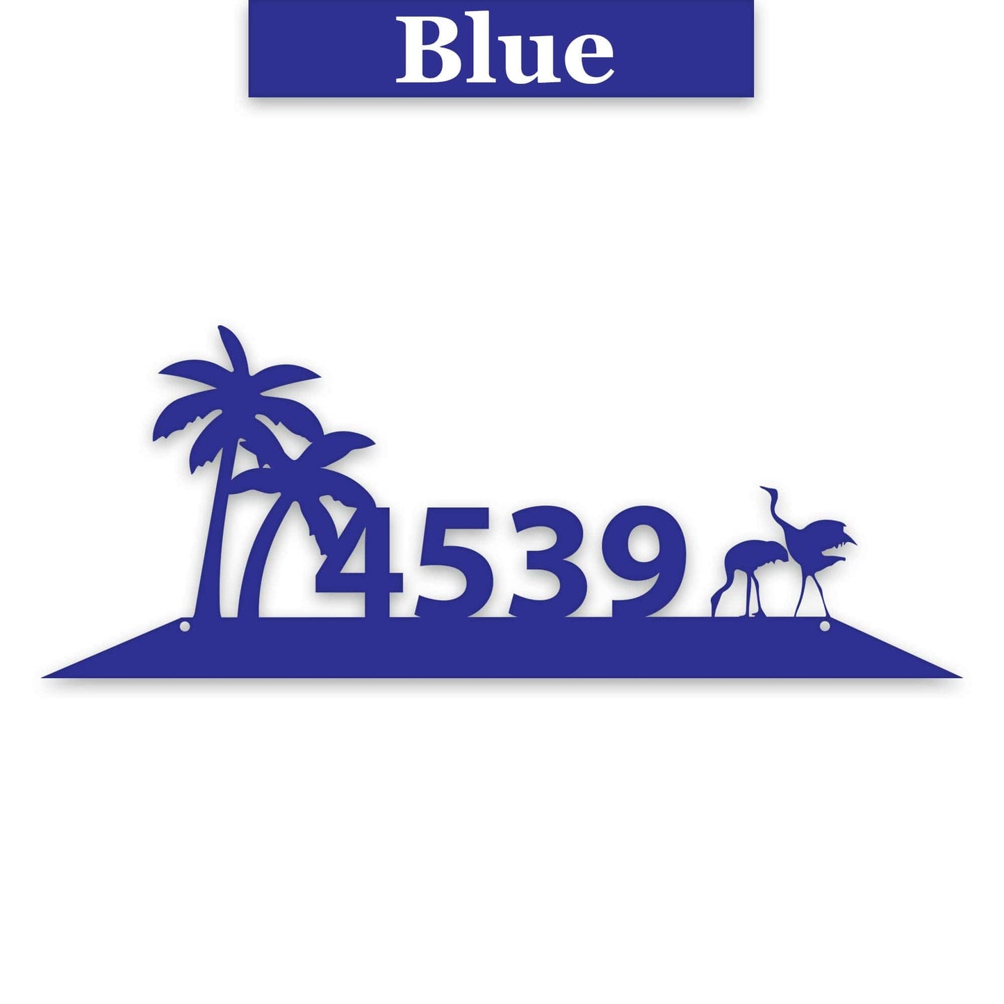 Metal Address Plate With Palm Tree Decor & Sand Hill Crane Art - Durable Outdoor Sign