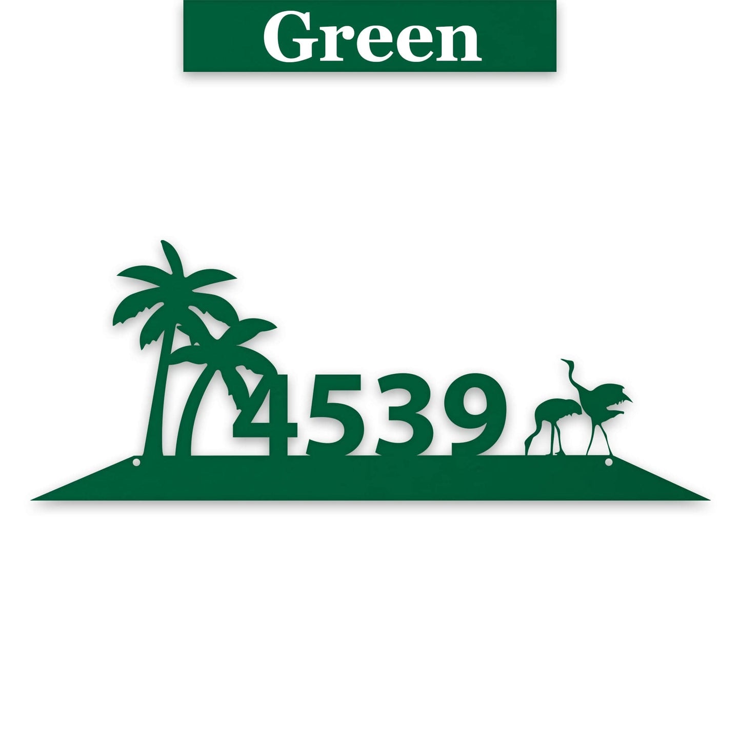 Metal Address Plate With Palm Tree Decor & Sand Hill Crane Art - Durable Outdoor Sign