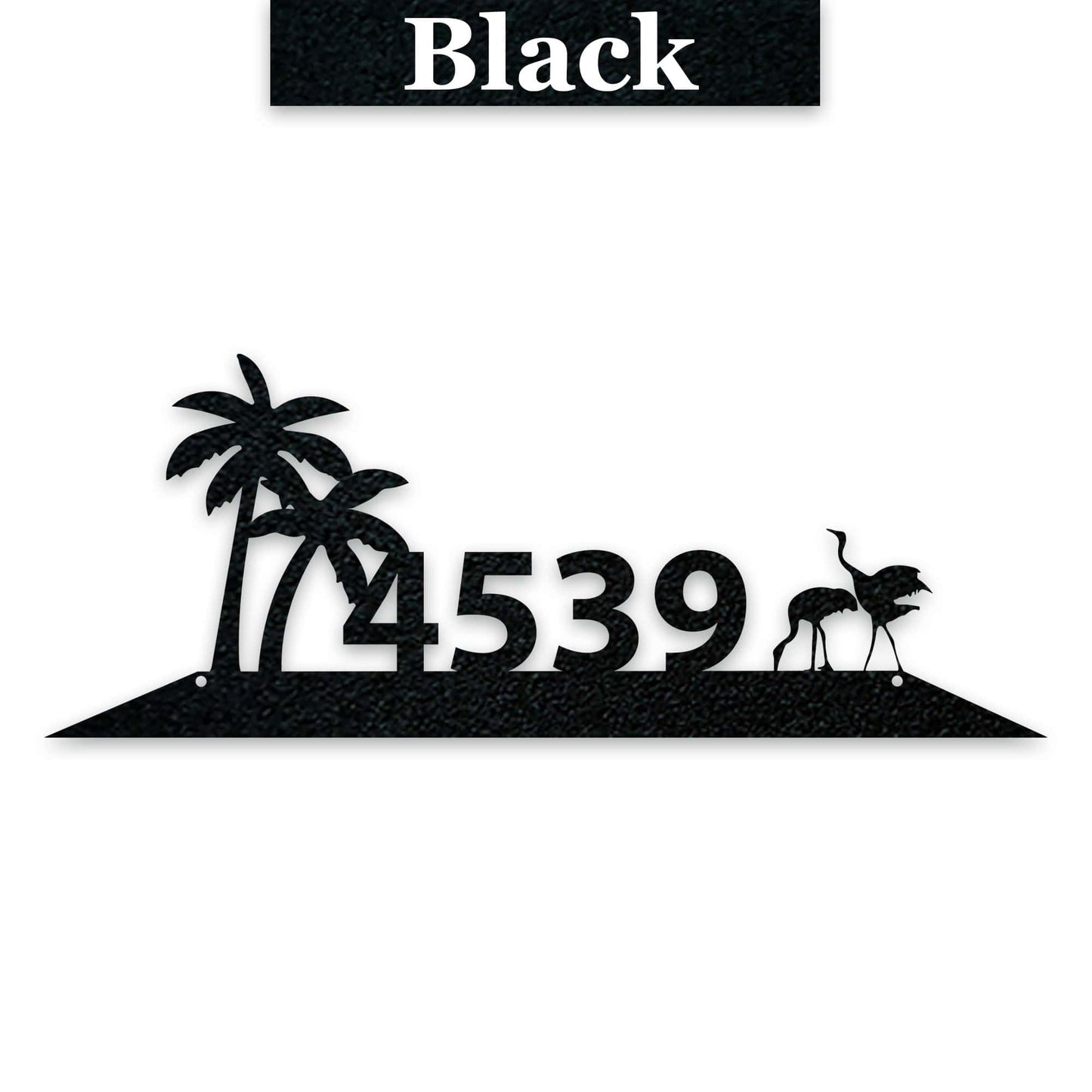 Metal Address Plate With Palm Tree Decor & Sand Hill Crane Art - Durable Outdoor Sign