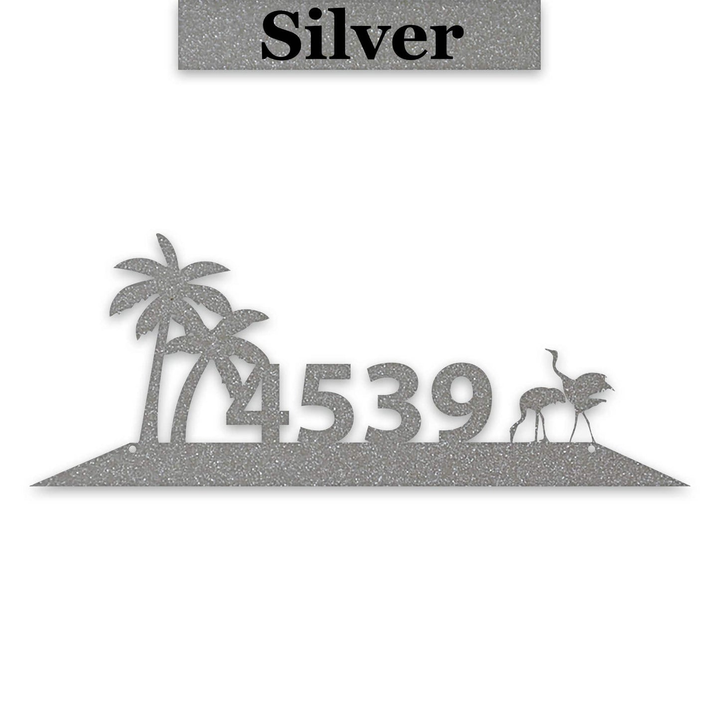 Metal Address Plate With Palm Tree Decor & Sand Hill Crane Art - Durable Outdoor Sign
