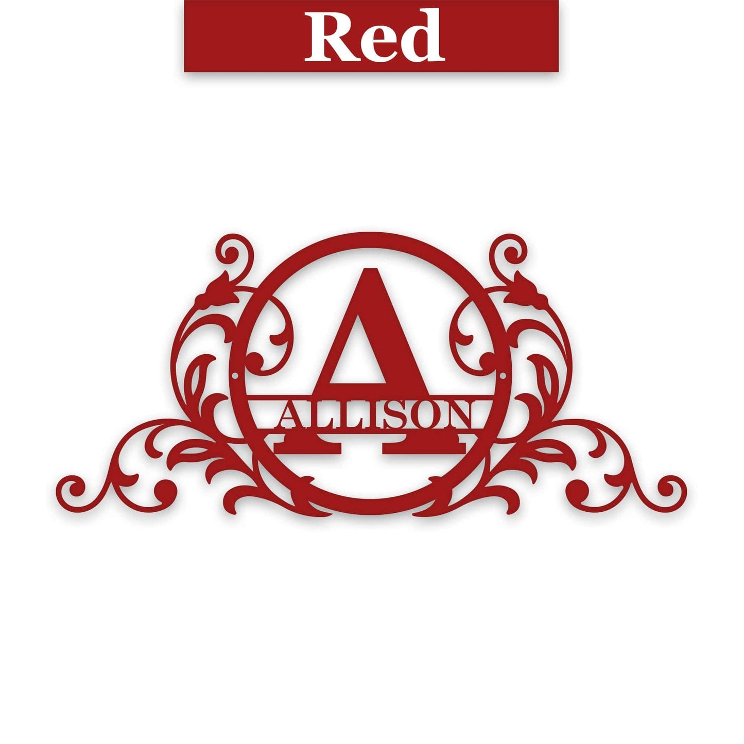 Personalized Vine and Circle Monogram Metal Sign