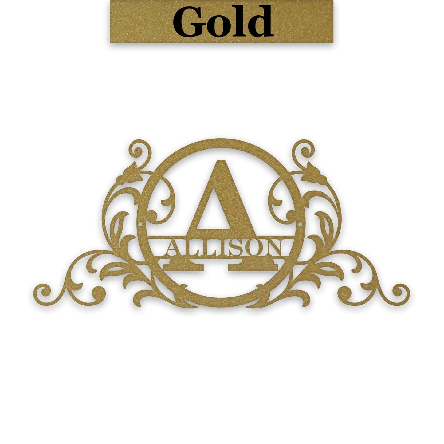 Personalized Vine and Circle Monogram Metal Sign