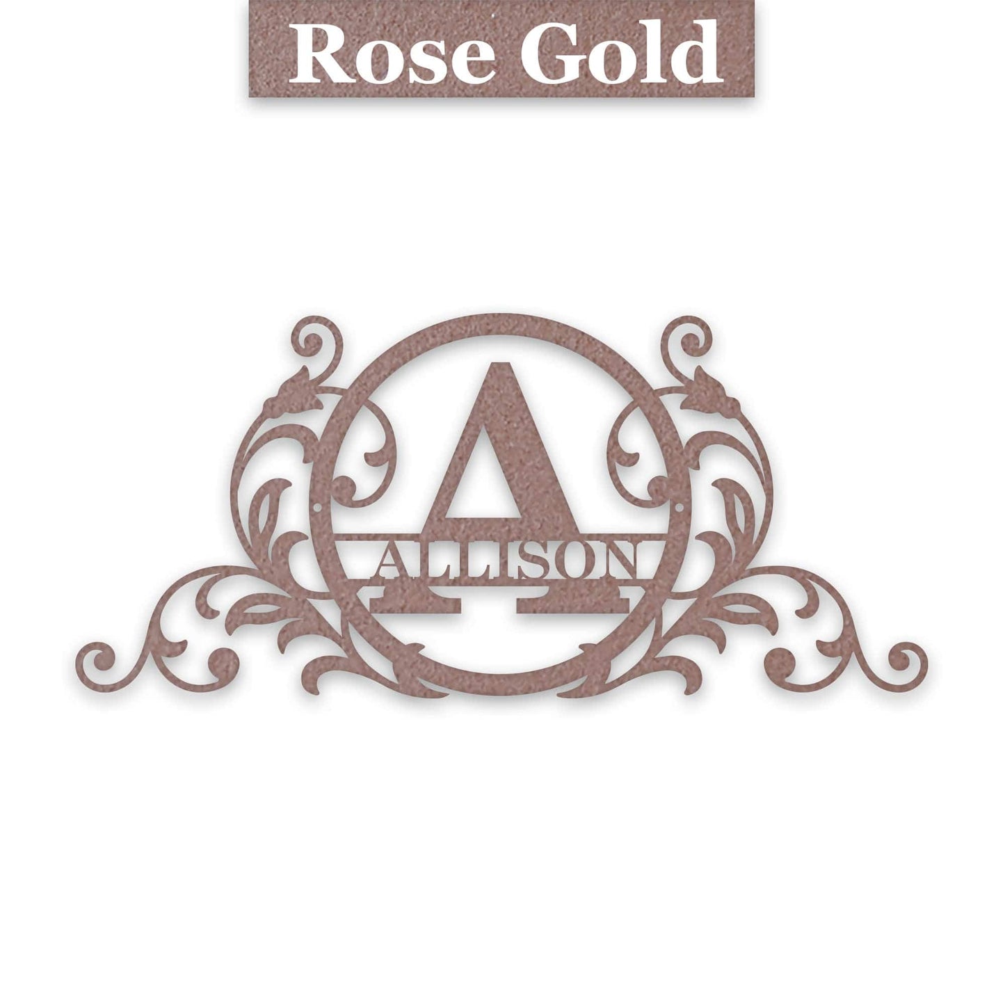 Personalized Vine and Circle Monogram Metal Sign