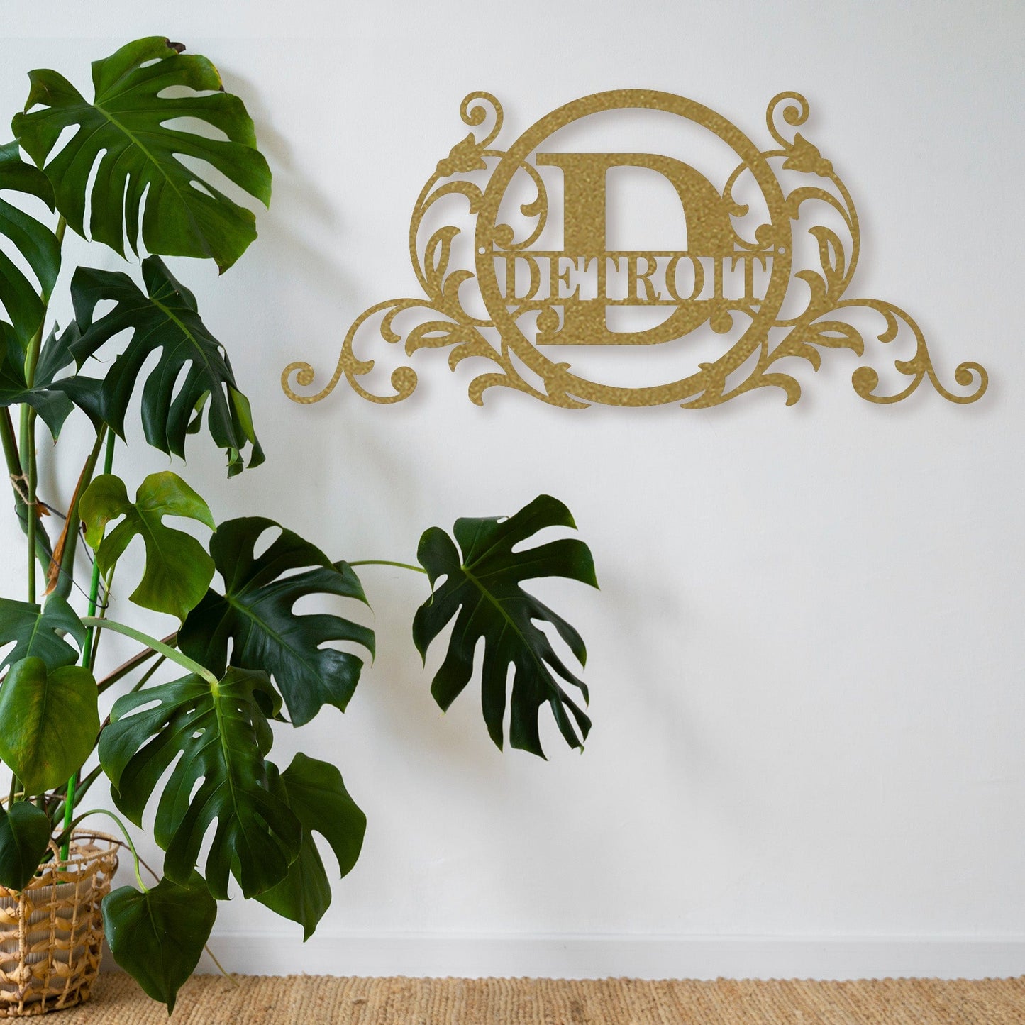 Personalized Vine and Circle Monogram Metal Sign