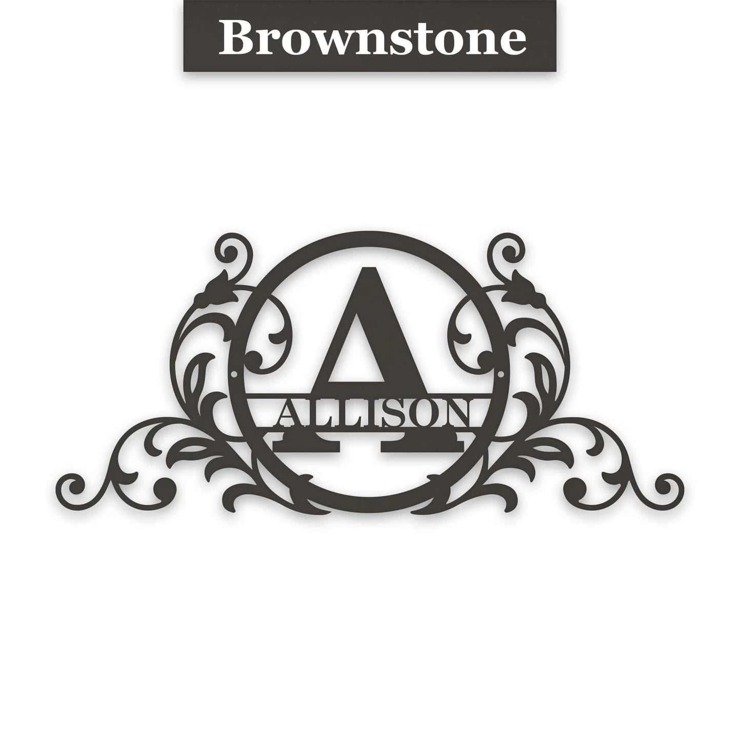 Personalized Vine and Circle Monogram Metal Sign