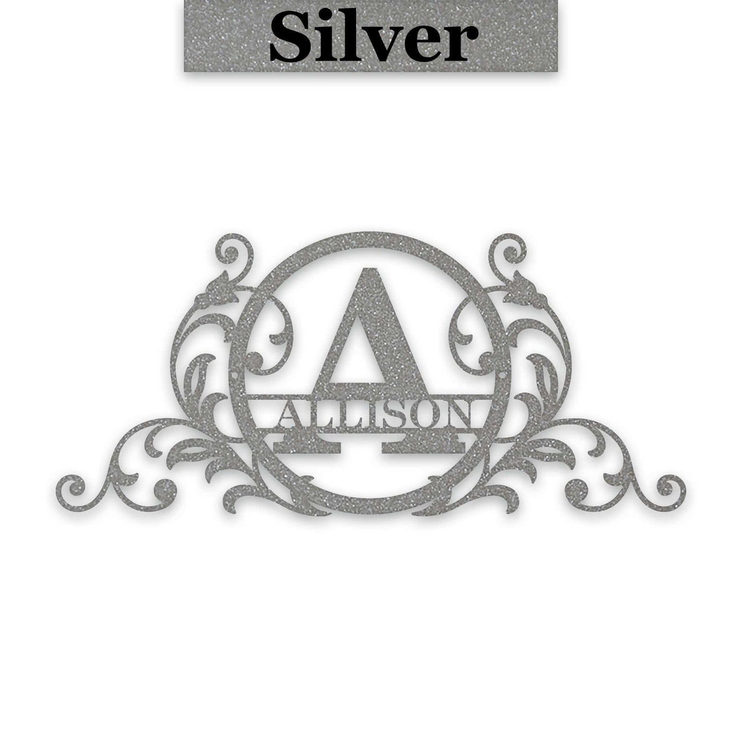 Personalized Vine and Circle Monogram Metal Sign