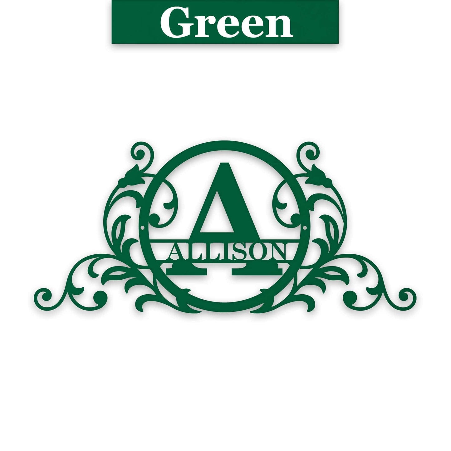 Personalized Vine and Circle Monogram Metal Sign