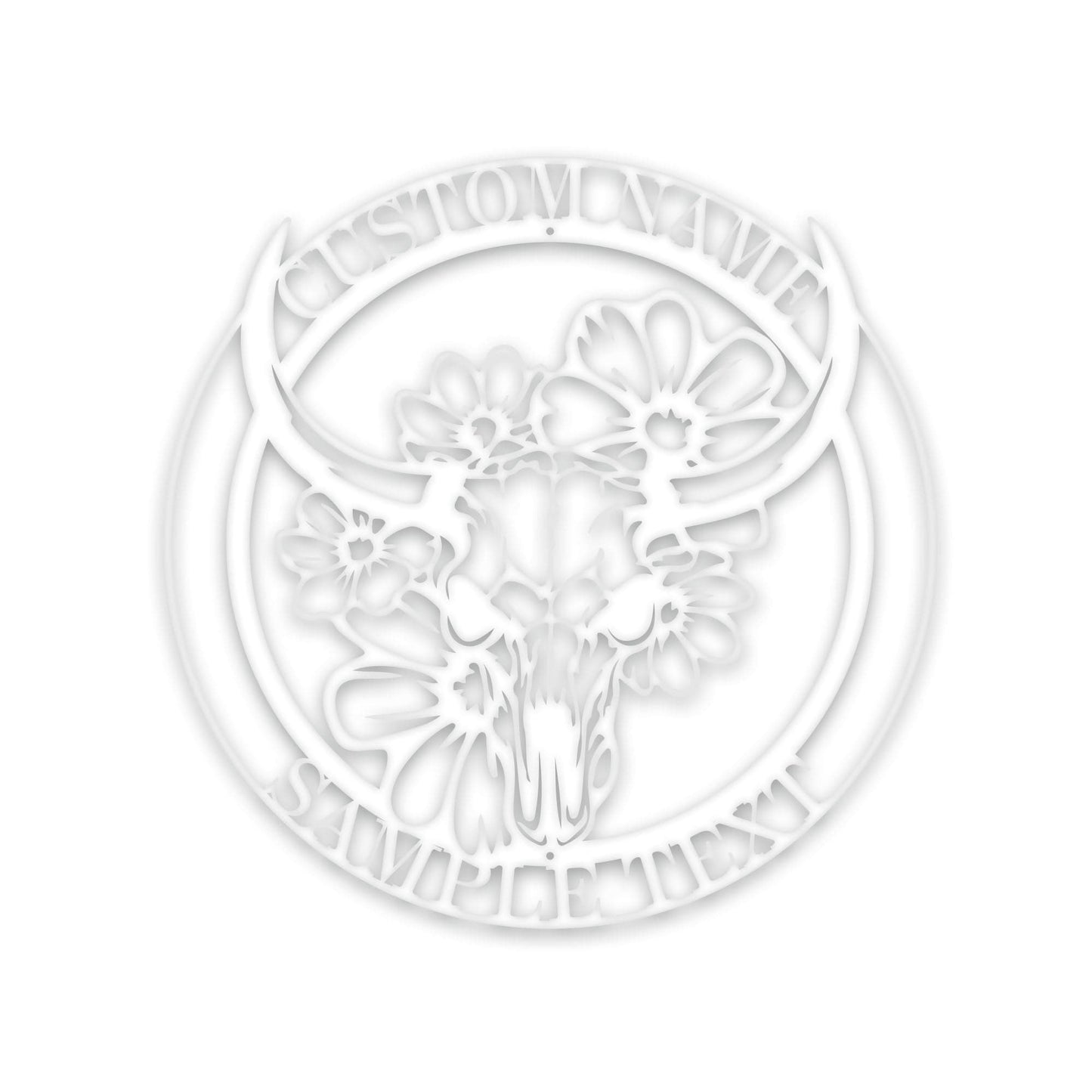 Ranch Life- Steer Skull with Flowers Custom Metal Sign