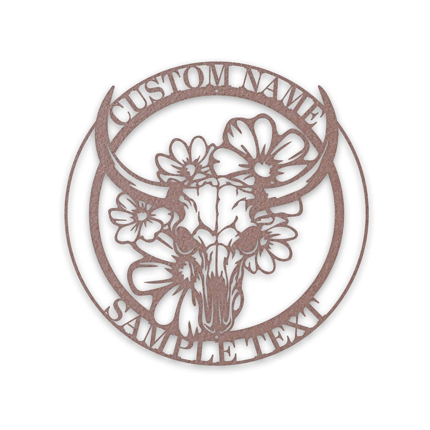 Ranch Life- Steer Skull with Flowers Custom Metal Sign