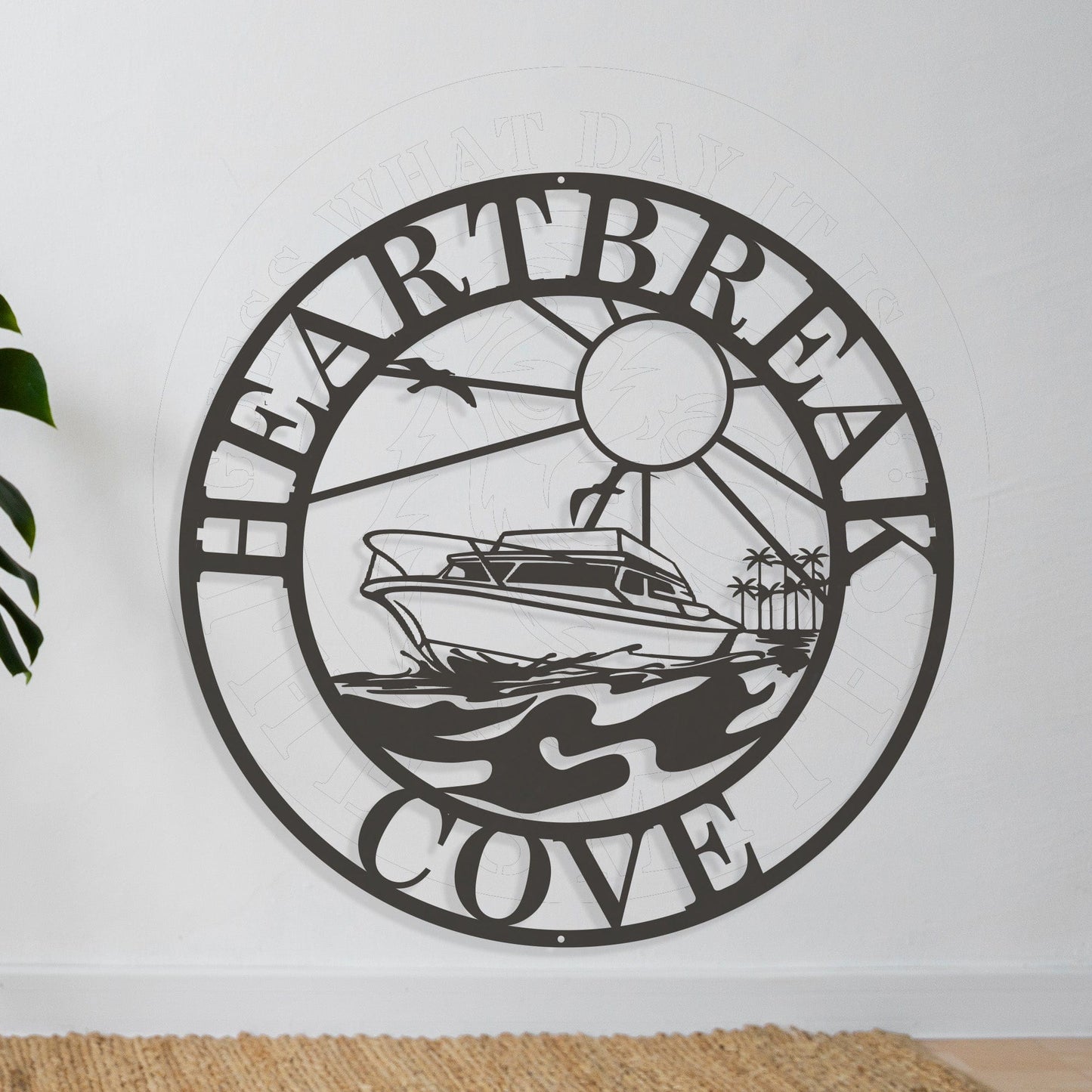 Sea Boat Circle Sign - Personalized Metal Sign