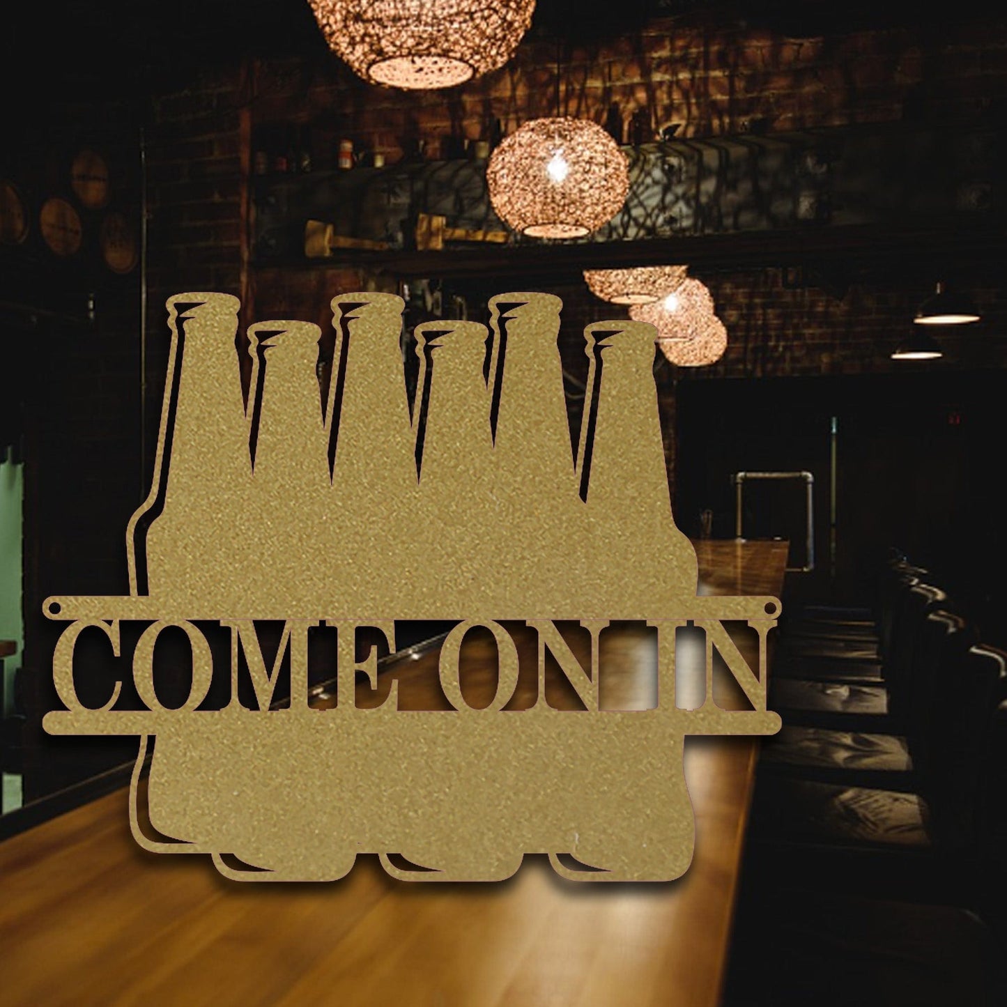 Split Beer Bottle Custom Metal Sign