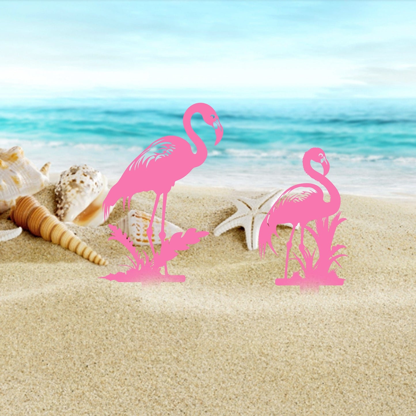 Summer Funtime Flamingo Beach or Yard Stakes