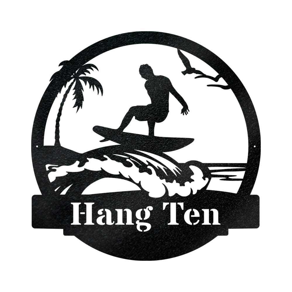 Surfer Guy Monogram Metal Sign